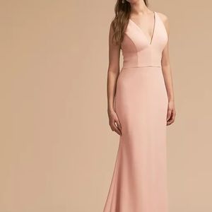 Anthro x BHLDN Jones V-neck Crepe Dress in Blush